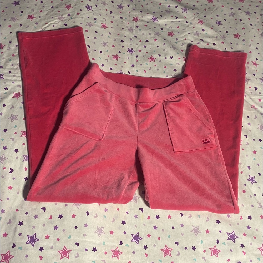 Super cute y2k pink juicy couture wide leg velour sweatpants